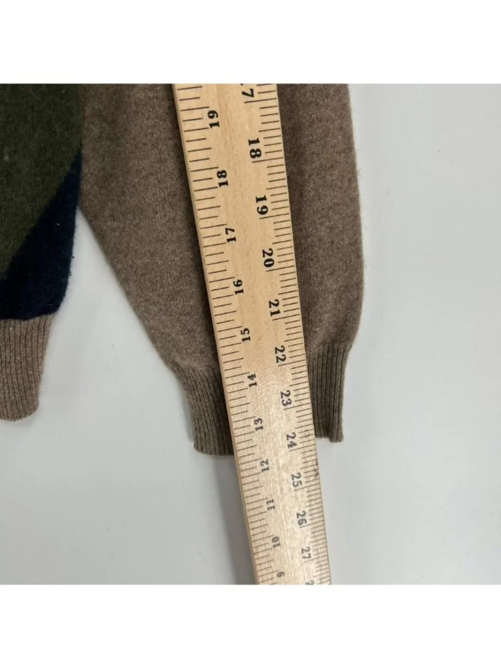 American Blue Pure Cashmere Sweater Mens XL Geometric Pattern V-Neck Long Sleeve